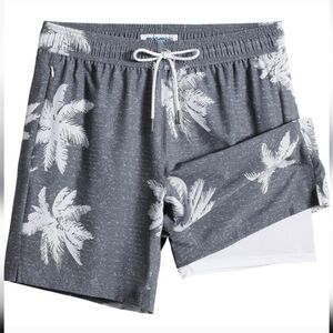 NWOT Maamgic Gray Palm Tree Swim Shorts